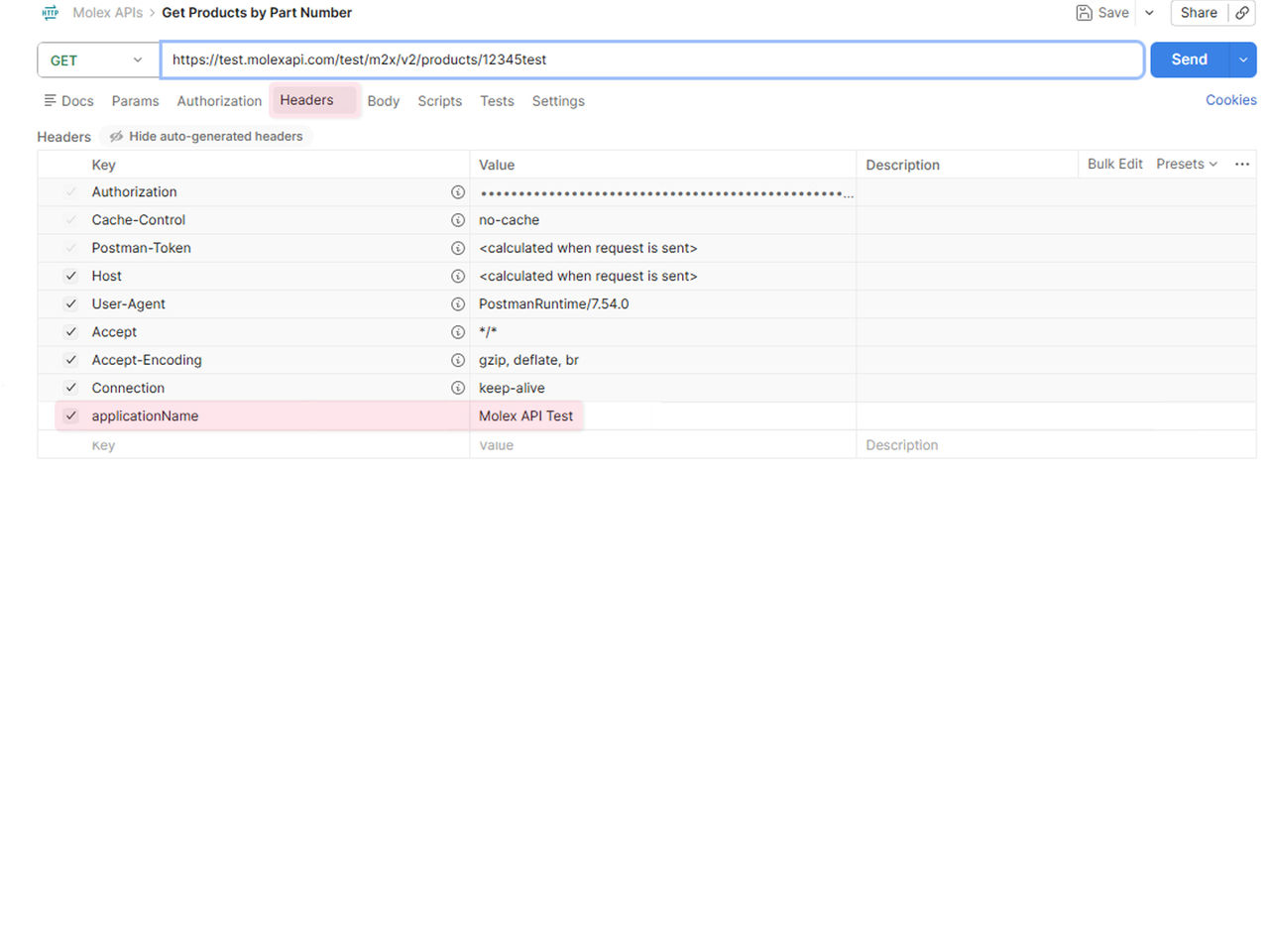 Screen shot showing how to check the headers tab on the request.